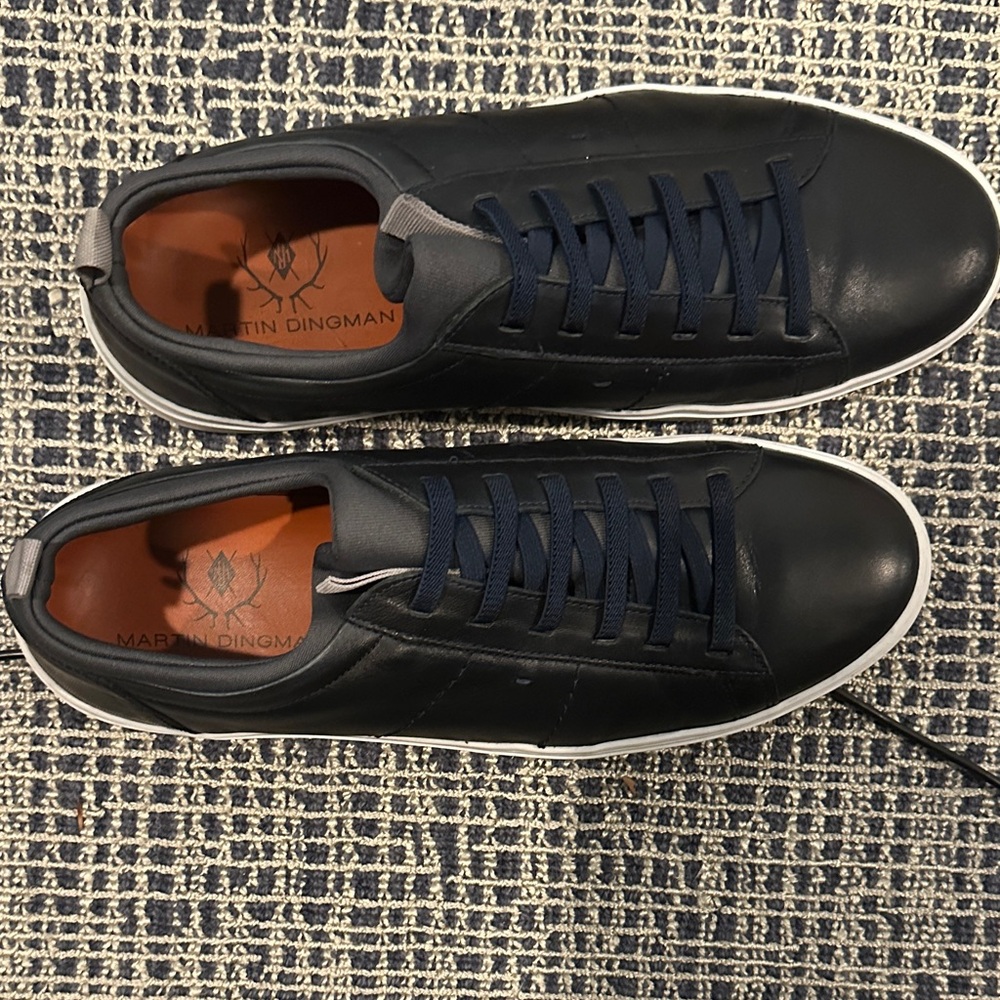 Martin Dingman Navy Leather Low-Top Sneakers with White Sole